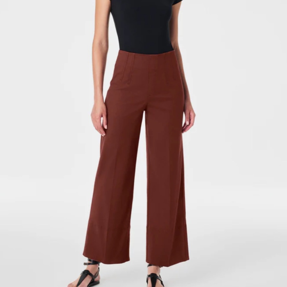 Spanx stretched twill cropped wide leg pant